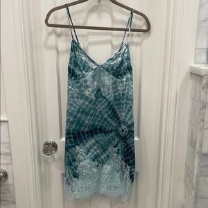 Free People Intimately Blue Tie-Dye Chemise Slip Dress Y2K Size S